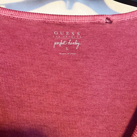 GUESS  Women's Perfect Henley, Sz L, Pink / Mauve Color, Ribbed, NWOT - Picture 4 of 8